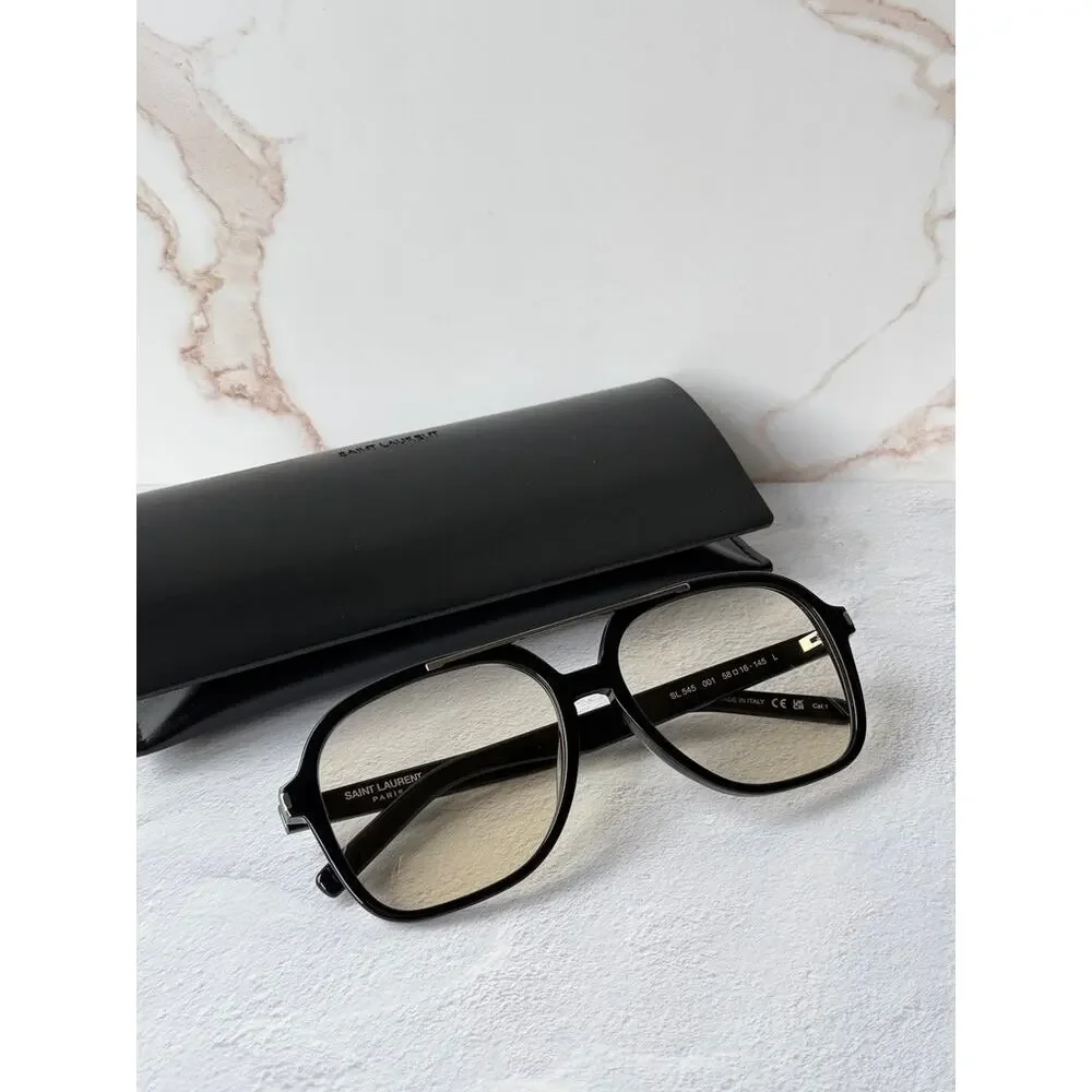 NEW Saint Laurent SL545 Black Aviator Sunglasses
